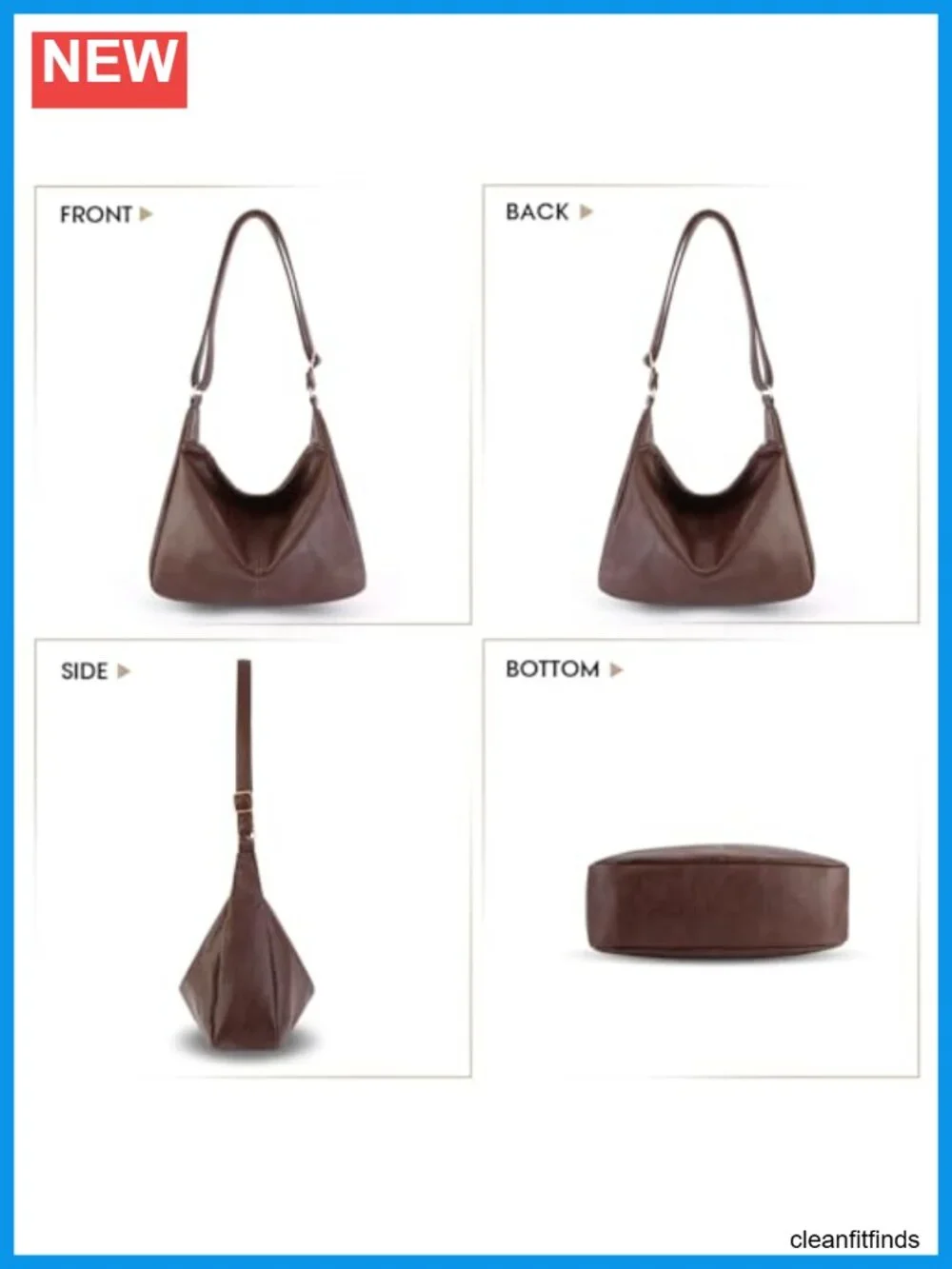 Women's Foldable Hobo Bag Slouchy PU Leather Shoulder Bag Crossbody